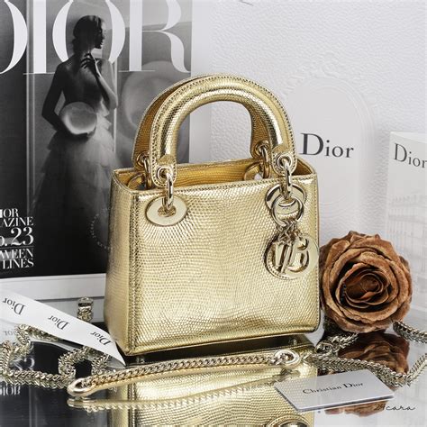 gold lady dior bag|lady dior in vimini.